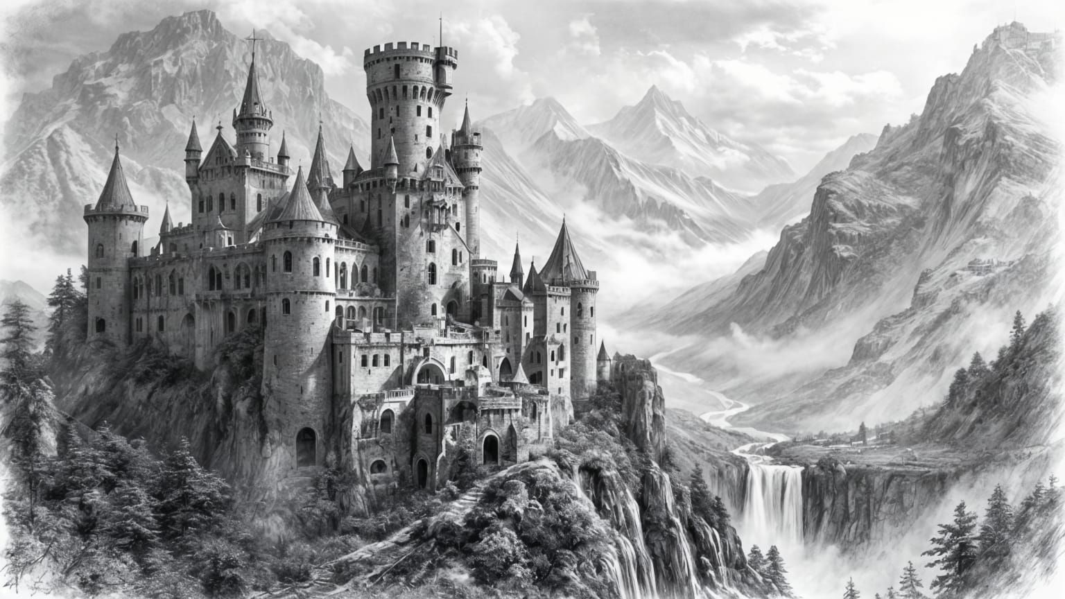 Eroding Castle Dominates Vast Mountain Valley