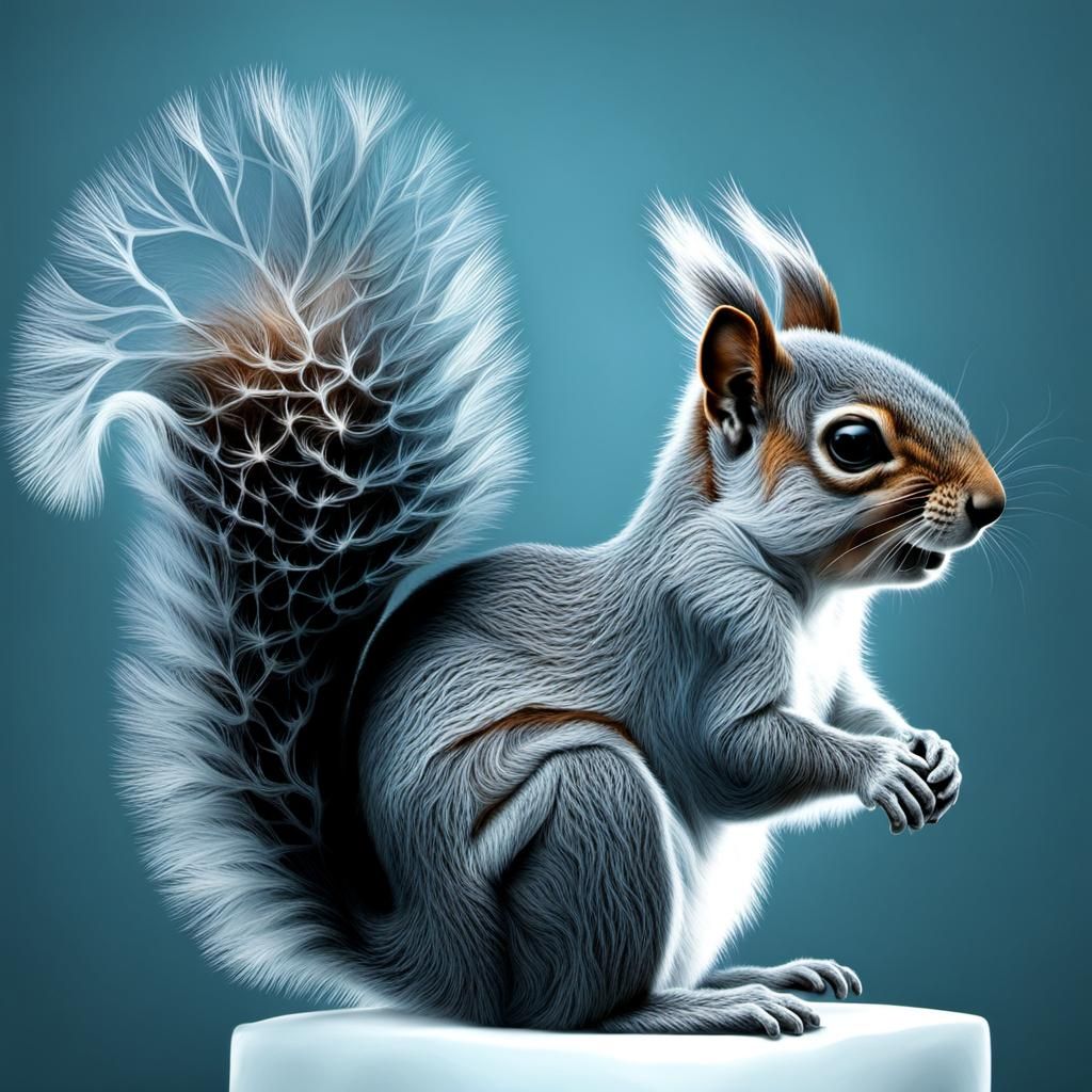 Squirrel Anatomical Fractal X-Ray Drawing in 3D