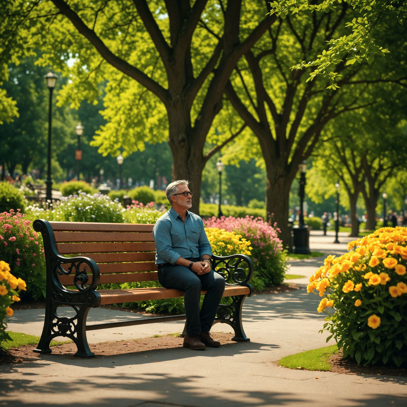 Hyperrealistic Park Bench in Garden City