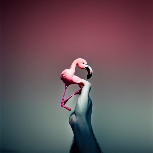Elegant Pink Flamingo Portrait in Fine Art Style