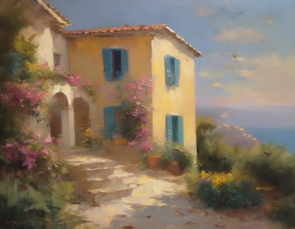 Impressionist Villa on Sun-Drenched Mediterranean Hill