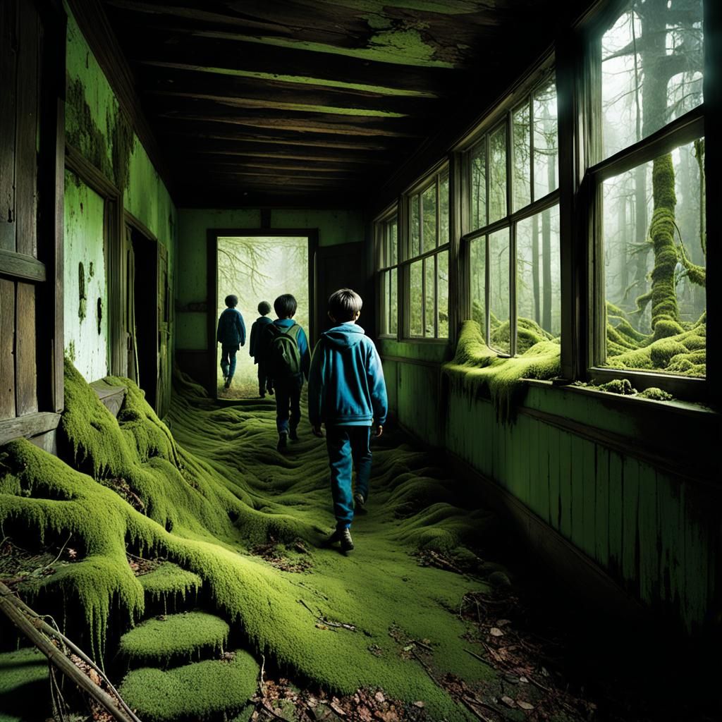 Double Exposure: Children Explore Abandoned House