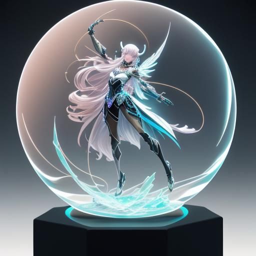 Enameled Glass Anime Figurine in Art Gallery