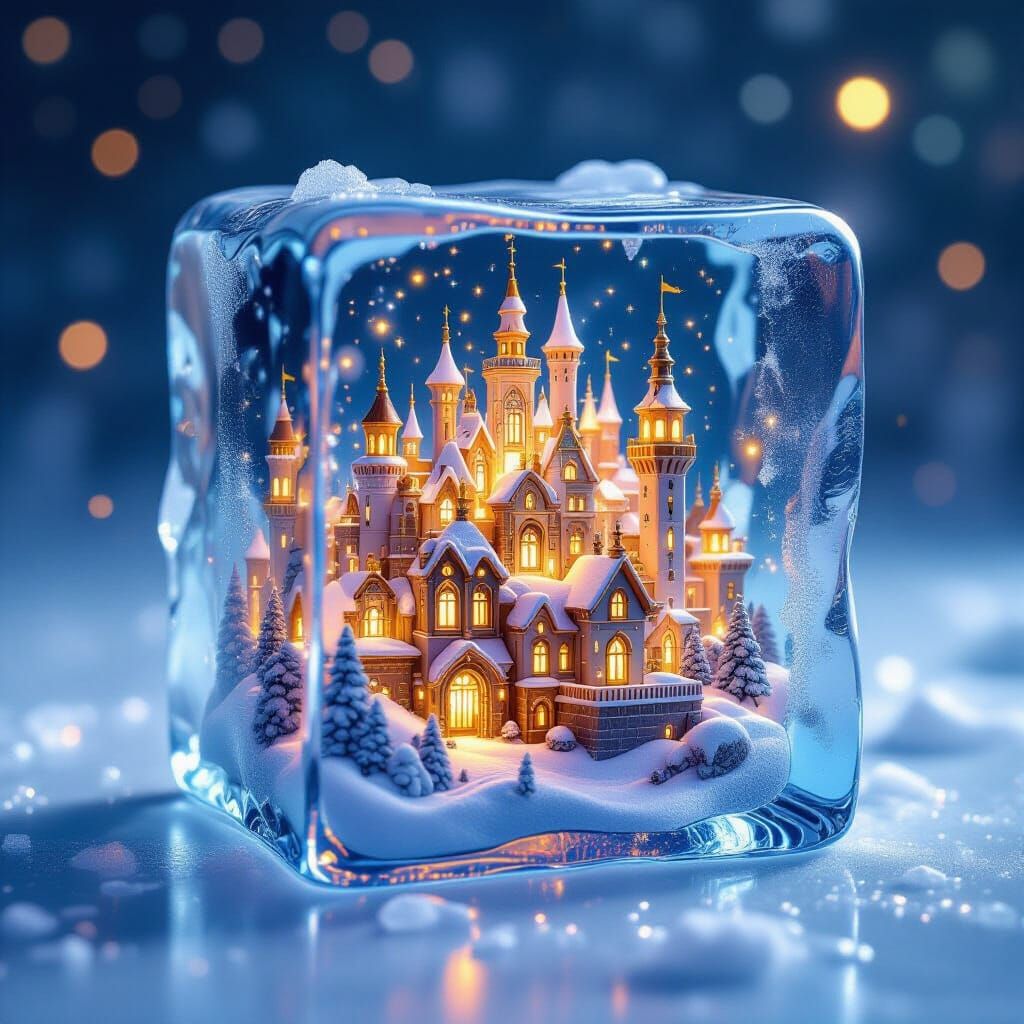 Magical City Within an Ice Cube, Digital Matte Painting