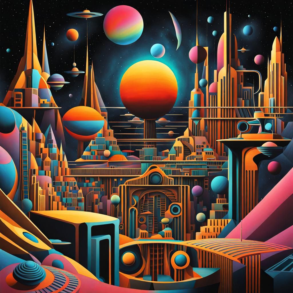 Cosmic Liminal Space: Digital Art Brut Cubism