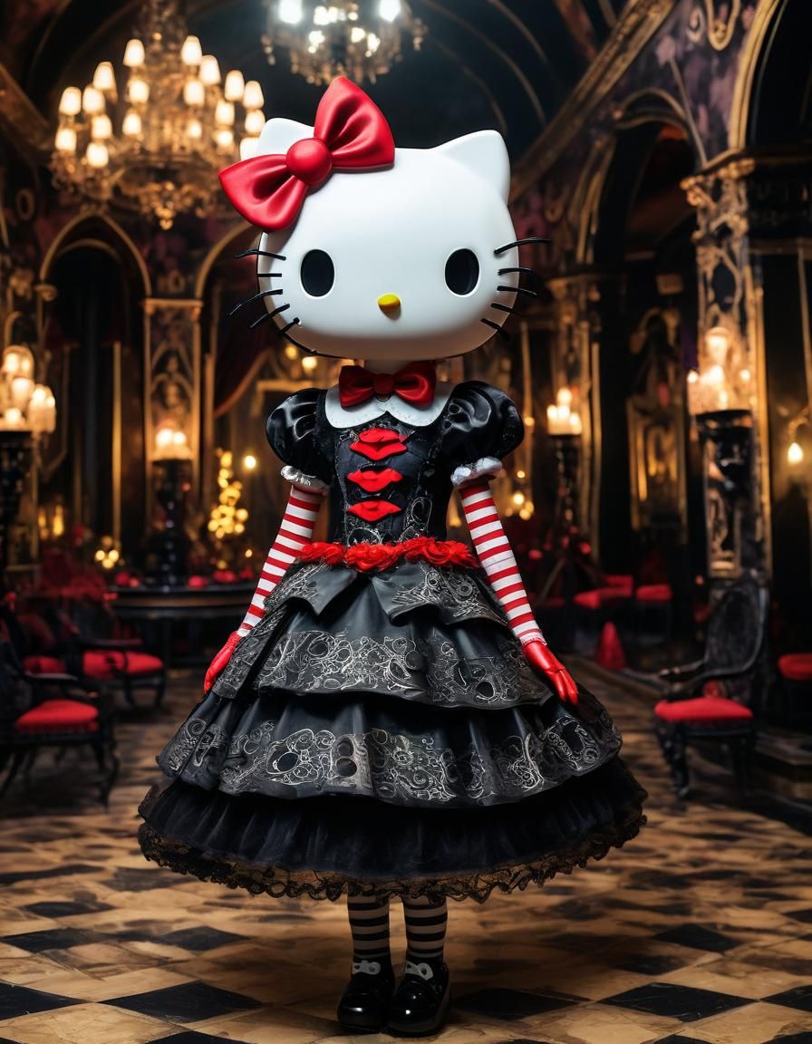 Hello Kitty as Sally at Masquerade Ball