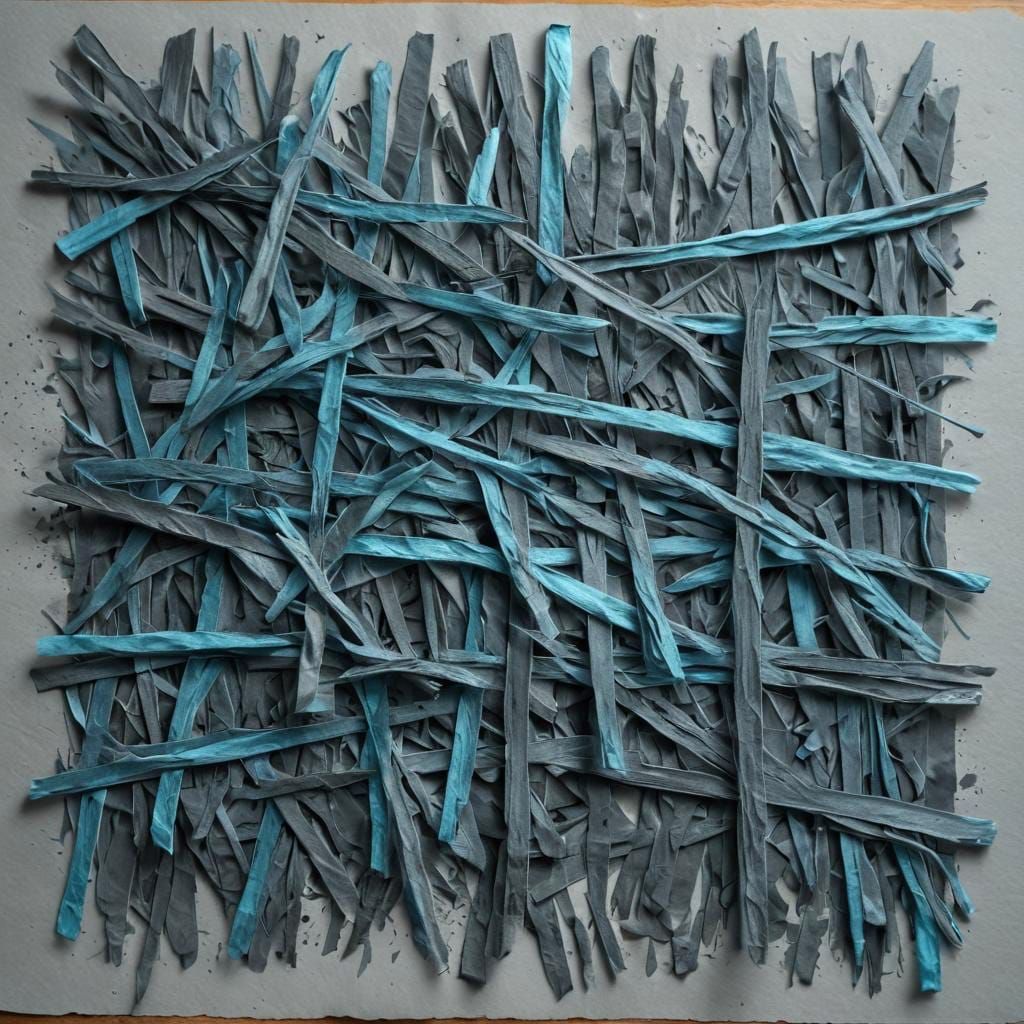 Woven Paper with Cerulean Charcoal Pastels