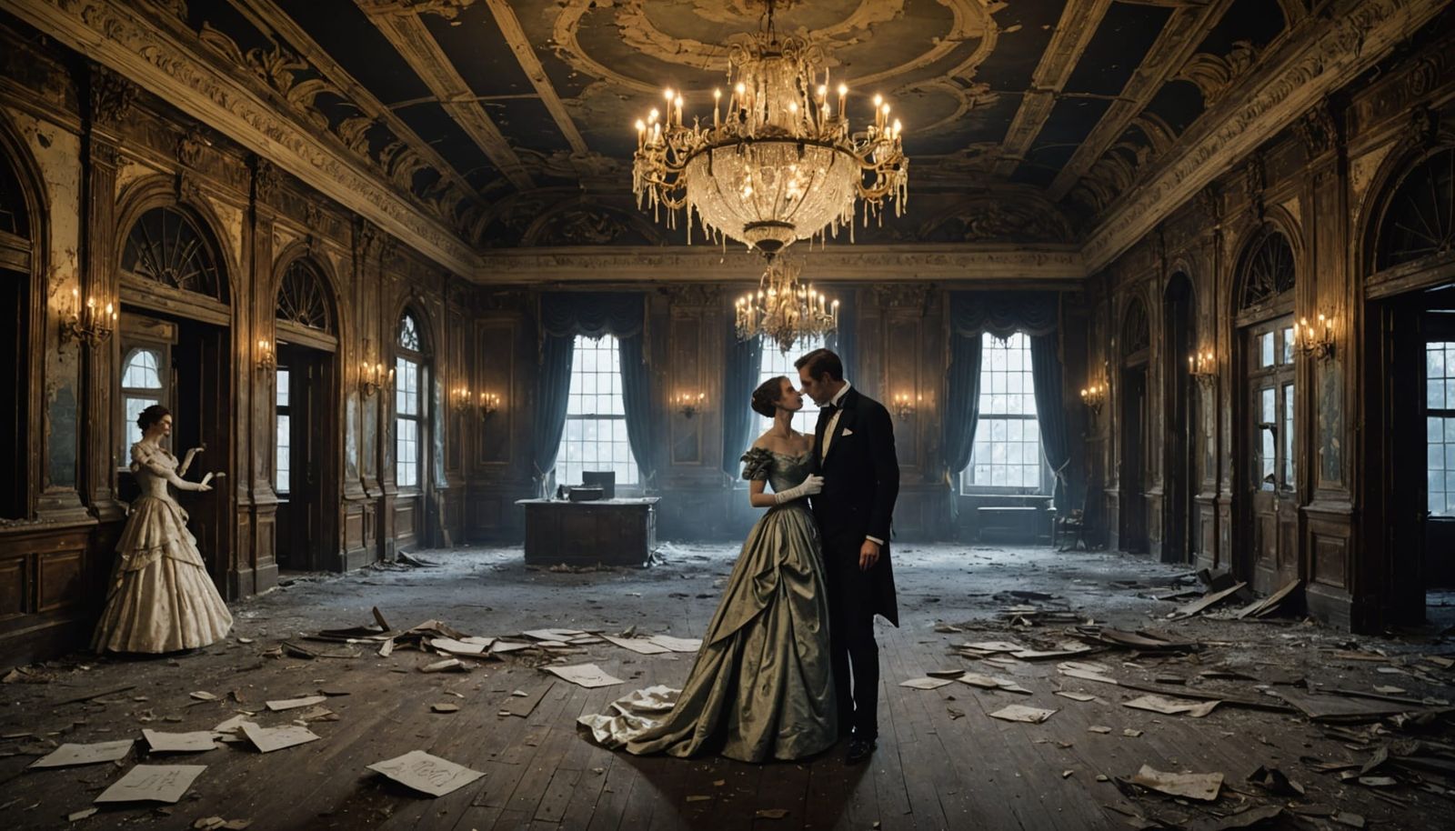 Haunting New Year 1906 Ruins with Modern Cityscape