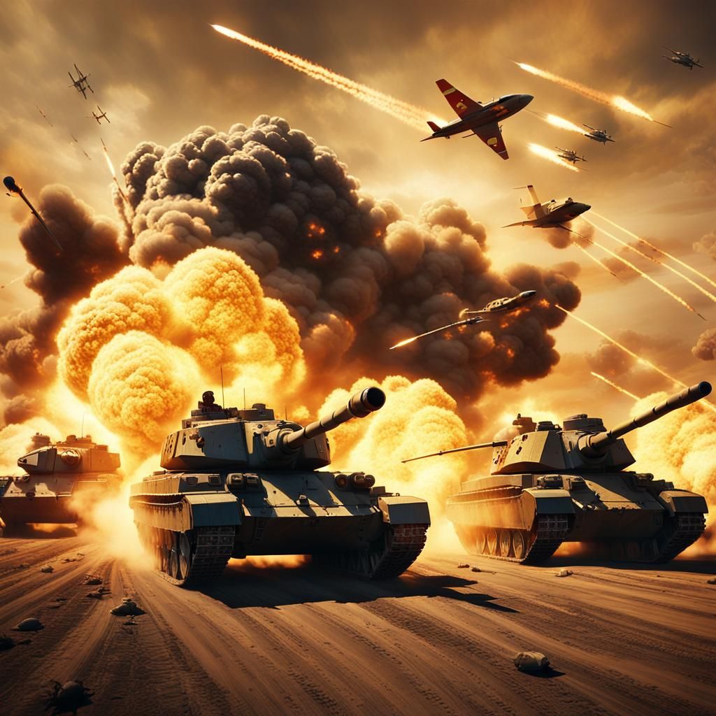 Intense Battlefield Scene in Hyper-Realistic Digital Art