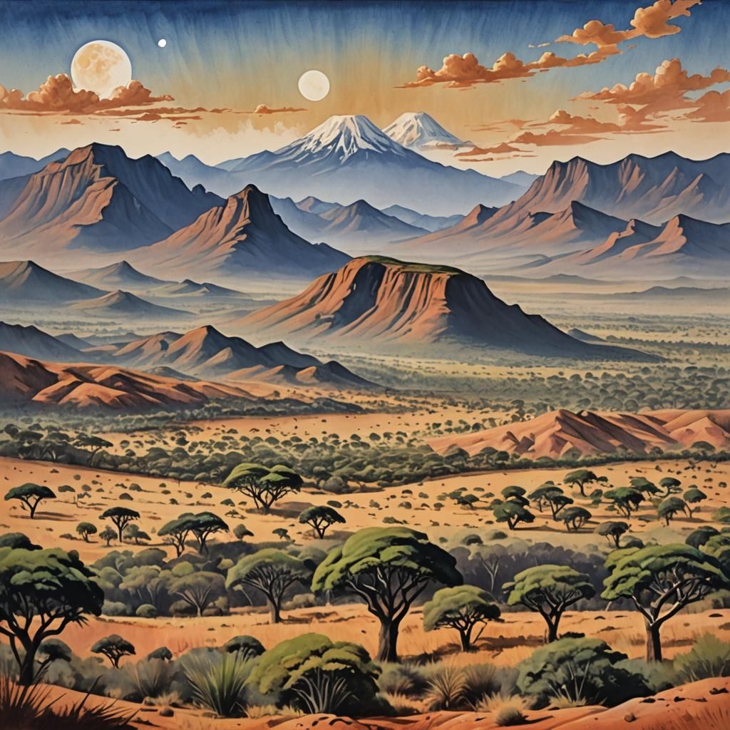 Mountains of the Moon: Gouache Painting