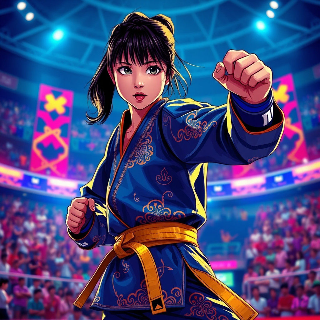 Teenage Brunei Fighter in Manga Style