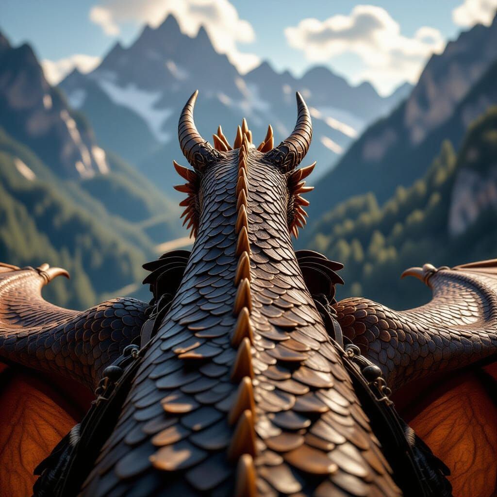 Dragon Saddle View: Realistic Photo with Dramatic Lighting