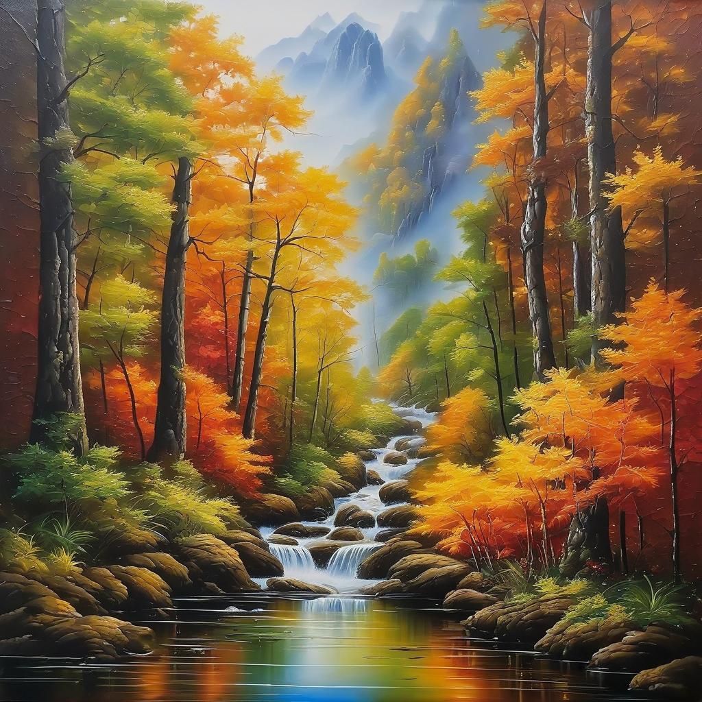 Intricate Oil Painting with Detailed Motifs