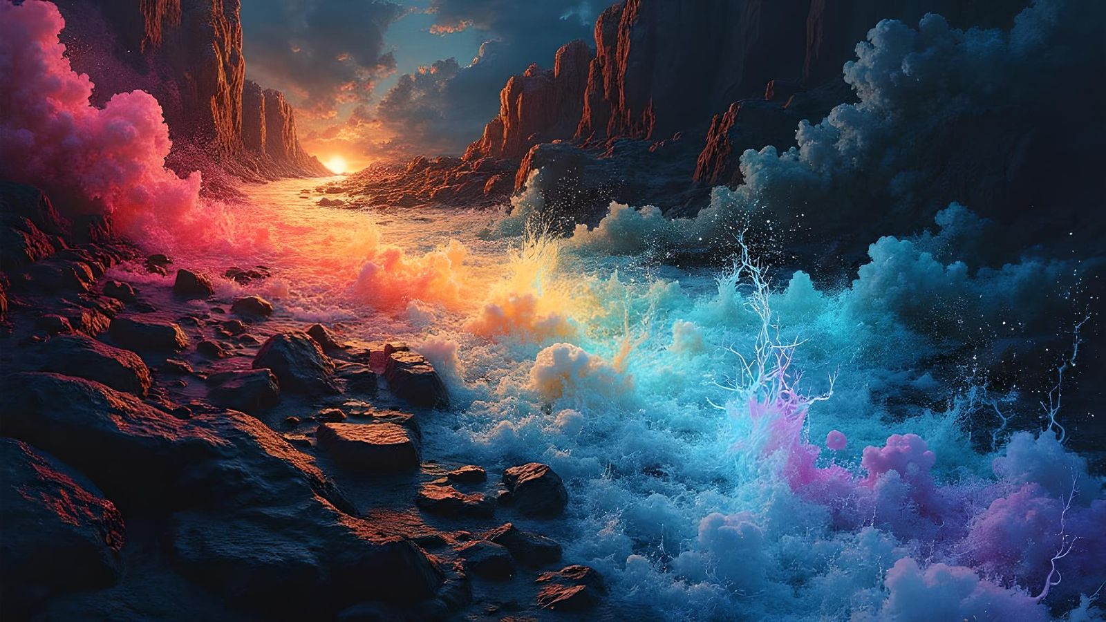 Abstract Fluorescent Alcohol Ink Dreamscape