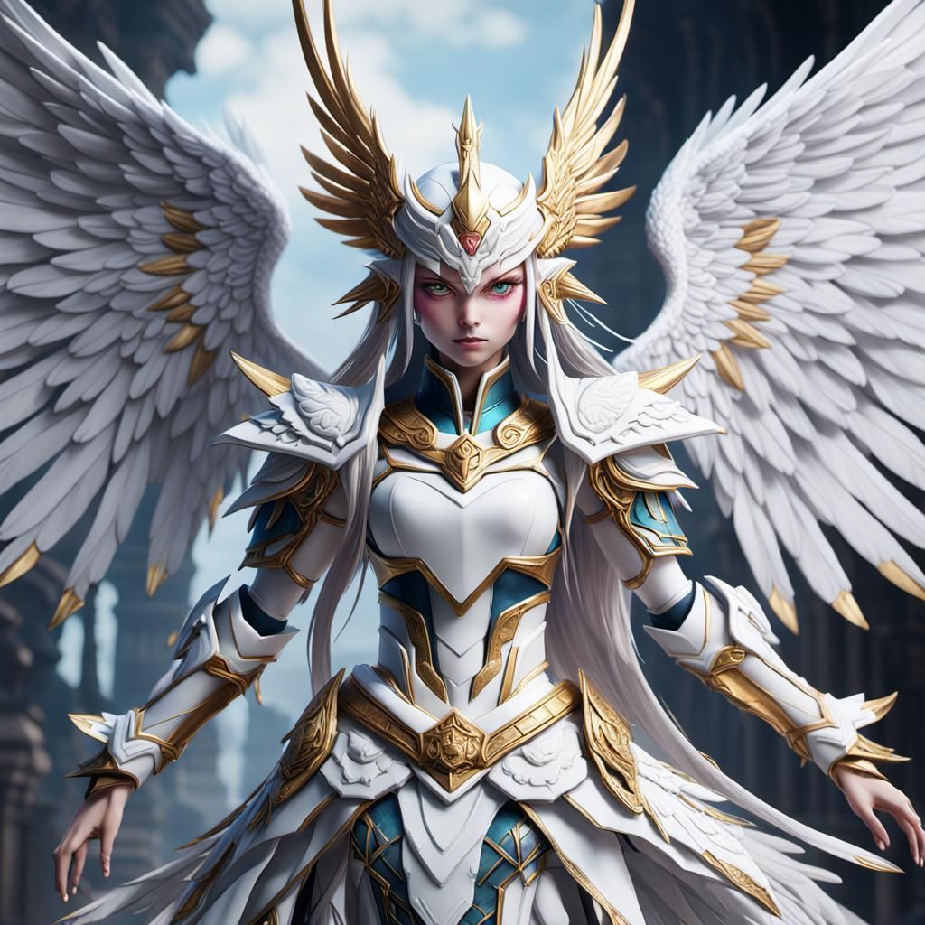 Porcelain Angewomon Doll in Detailed Matte Painting