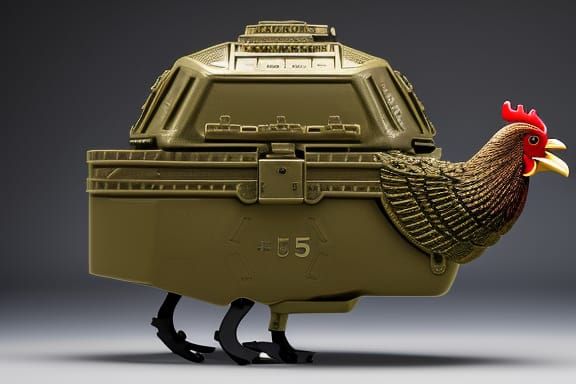 Army Chicken Ready for War in 16k Resolution