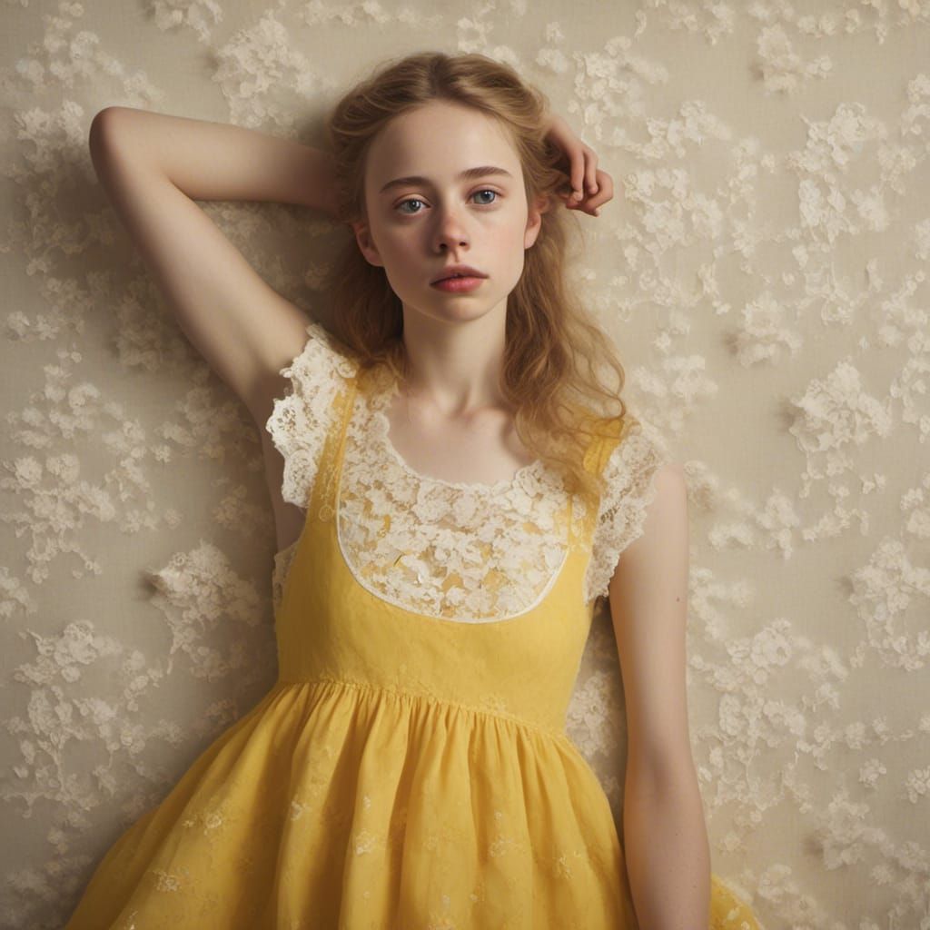 Impressionist Portrait of Woman in Yellow Dress