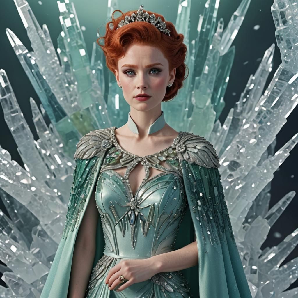 Woman in Crystal Dress with Fauxhawk in Ballroom