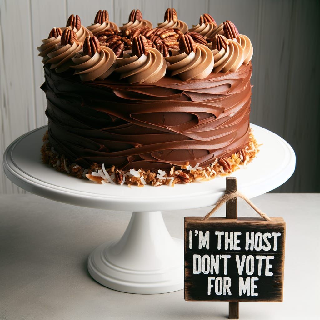German Chocolate Cake with Whimsical Wooden Sign