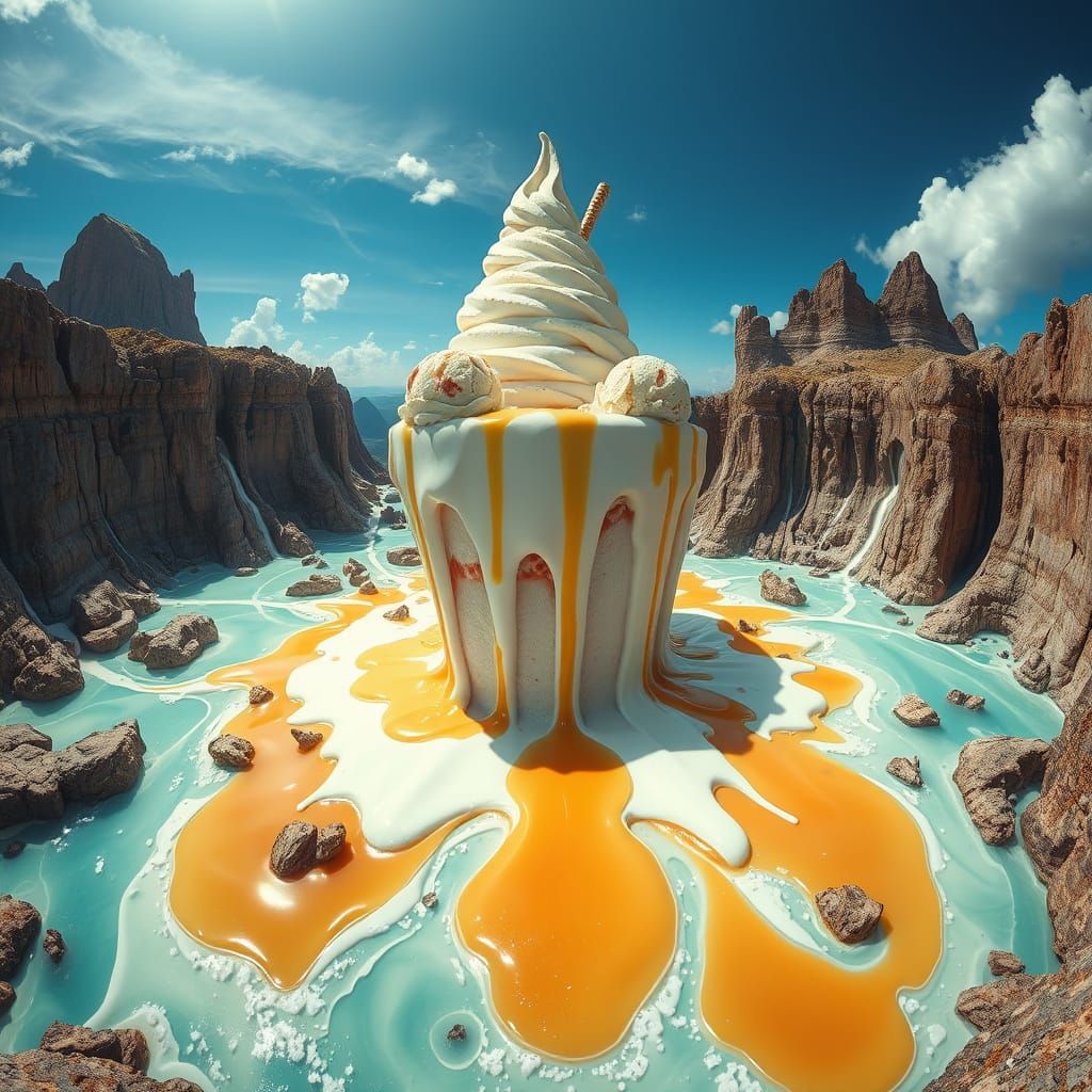 Colossal melting ice cream sundae