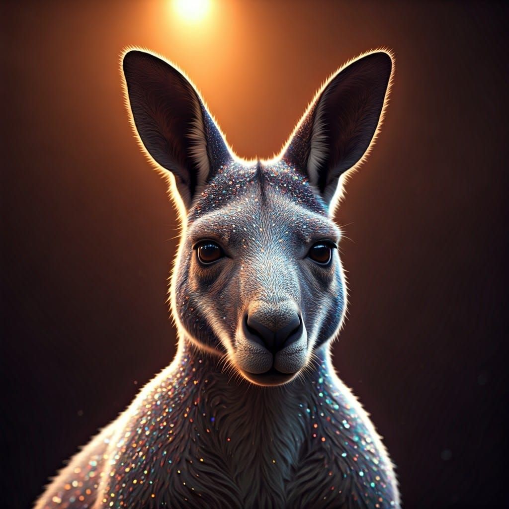 Glittering Kangaroo in Cinematic 3D Rendering