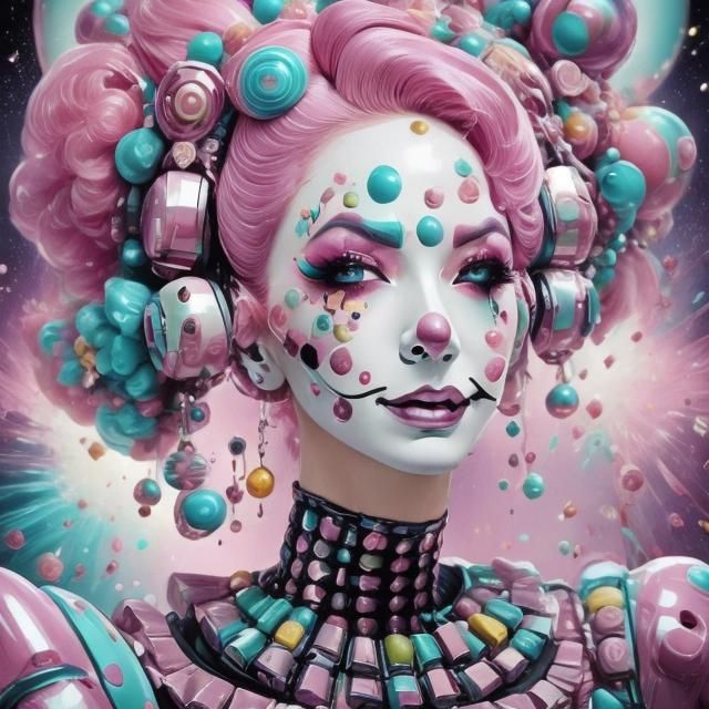 Android Clown Portrait in Cyberpunk Style