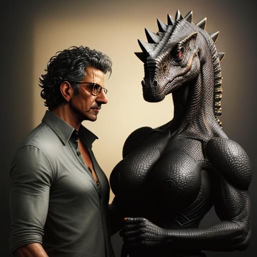 Ian Malcolm's Stegosaurus Romance: Hyperdetailed Photorealis...