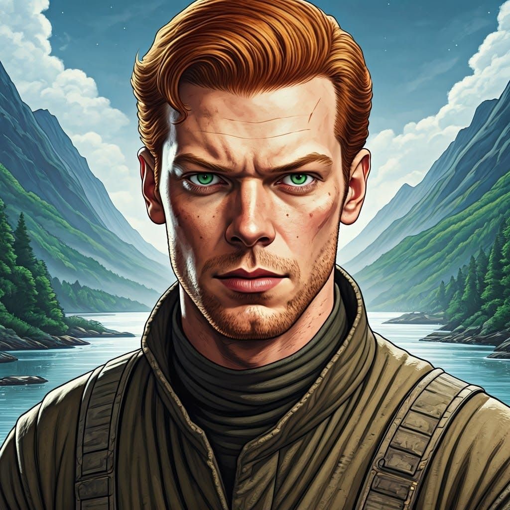 Redhead Man in Star Wars Landscape, Comic Book Style