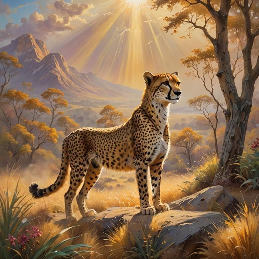 Proud Cheetah in Golden, Divine Light