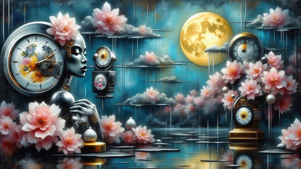 Surreal Robot Dreamscape in Salvador Dali Style