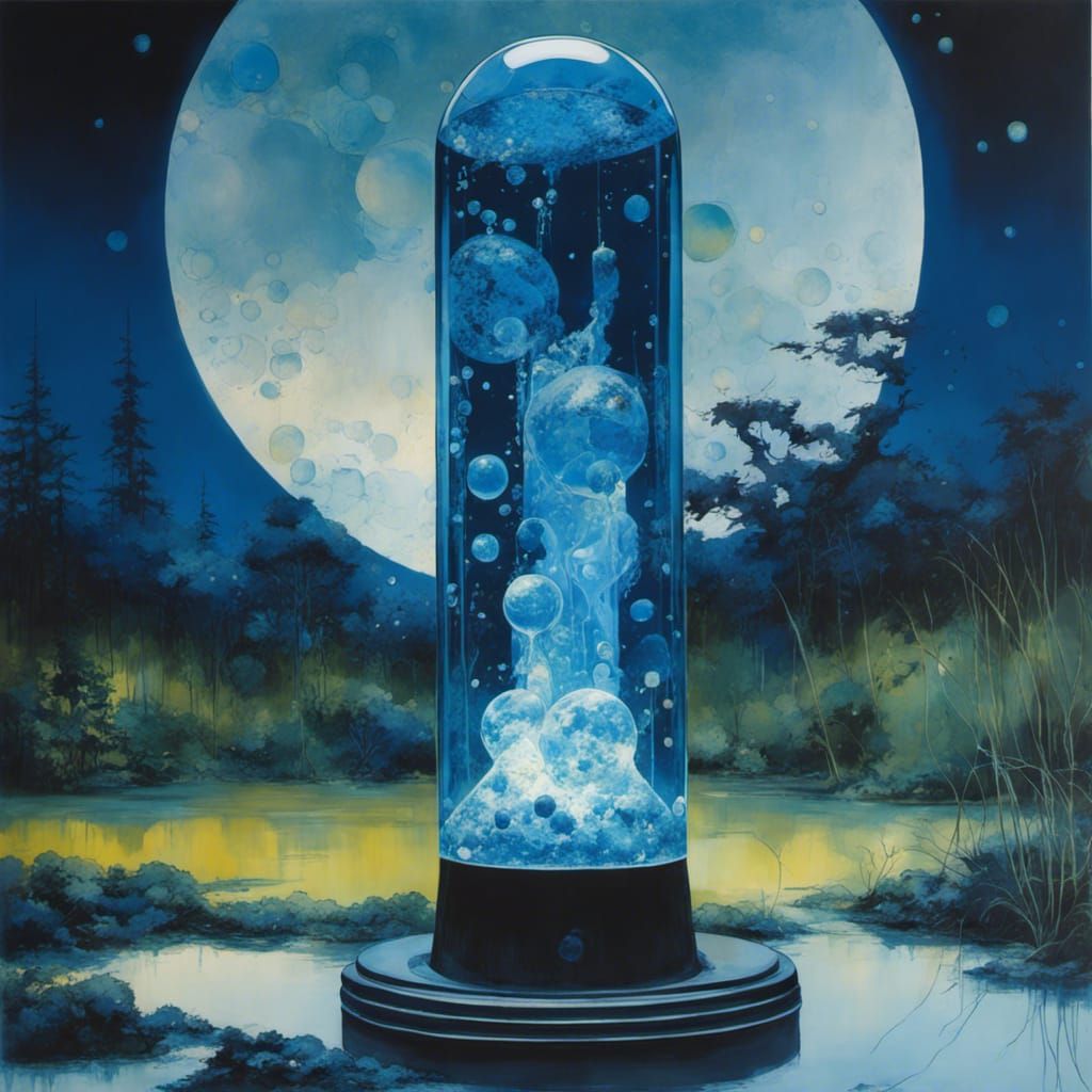 Blue Lava Lamp in Art Nouveau Style