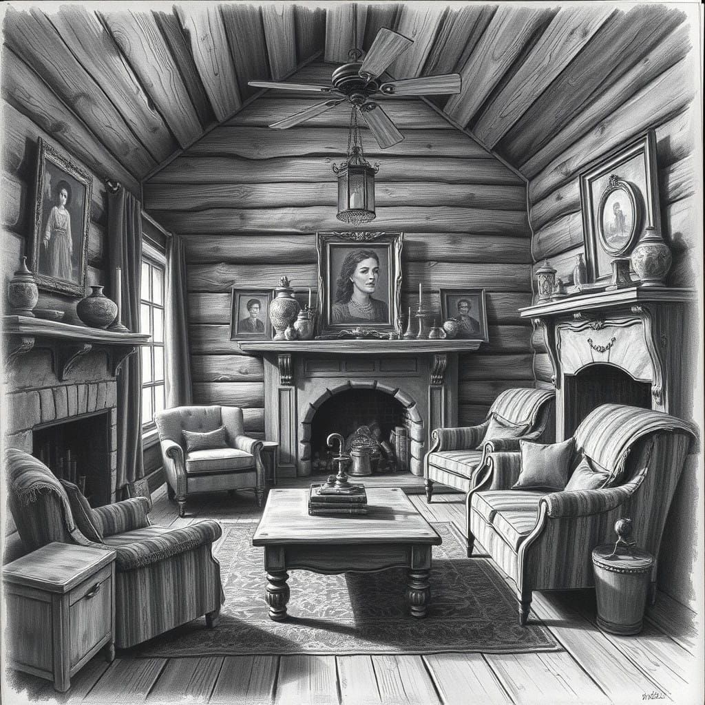 A Hyperdetailed Old West Scene in a Cozy Parlor