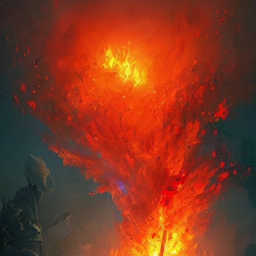 Burning Flower Garden in Dark Fantasy Style