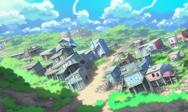 Abandoned Anime Mining Town with Overgrowth