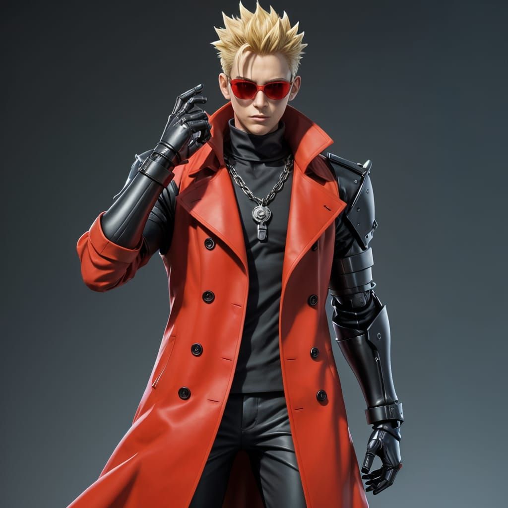 Vash the Stampede Anime Character in 2D Hand Drawn Style