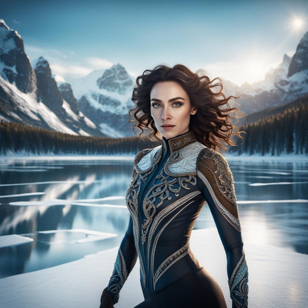 Ice Skater on Frozen Lake: Fantasy Concept Art