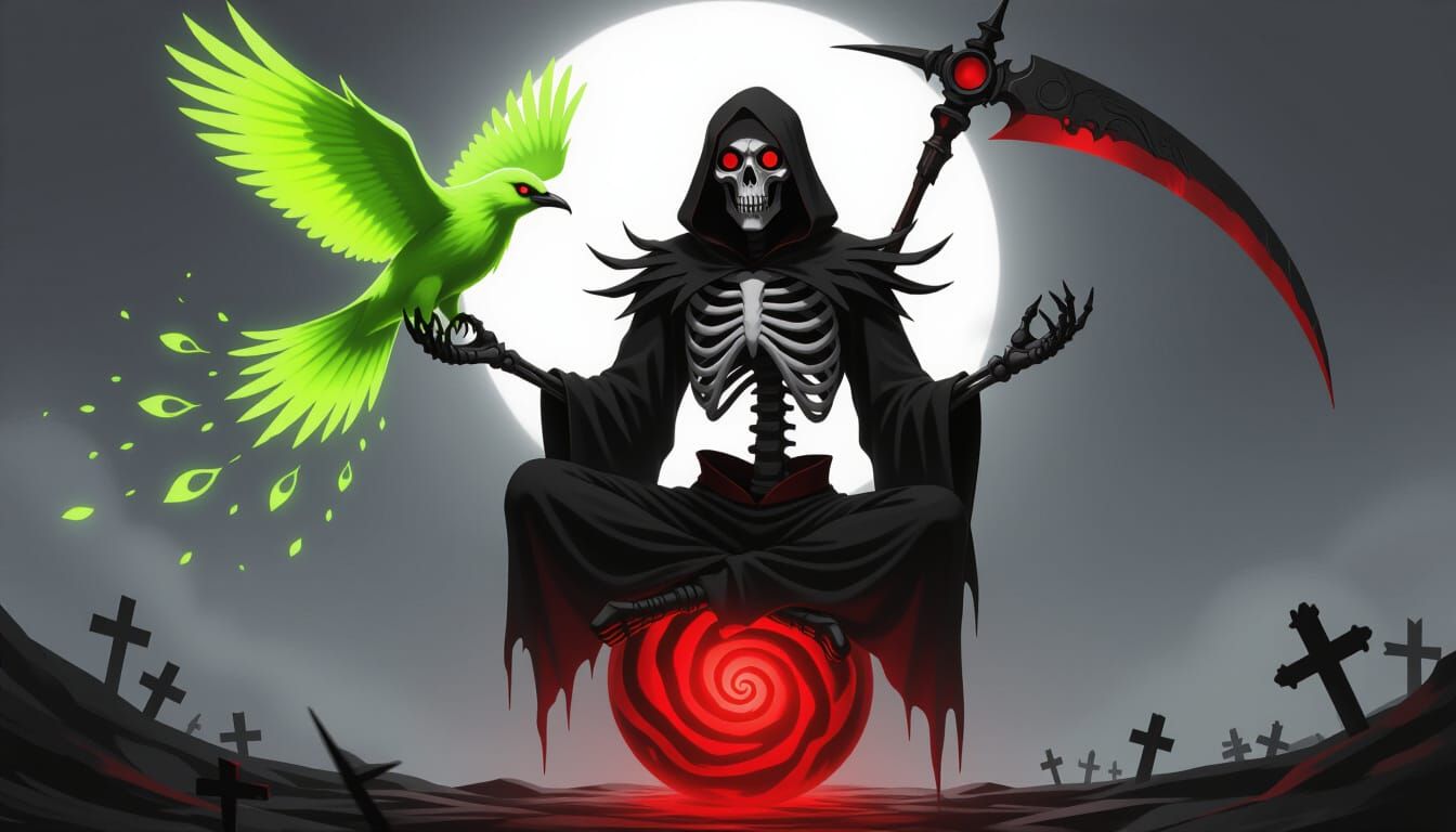 Anime Fantasy Shinigami Death Deity in Qlipothic Afterlife