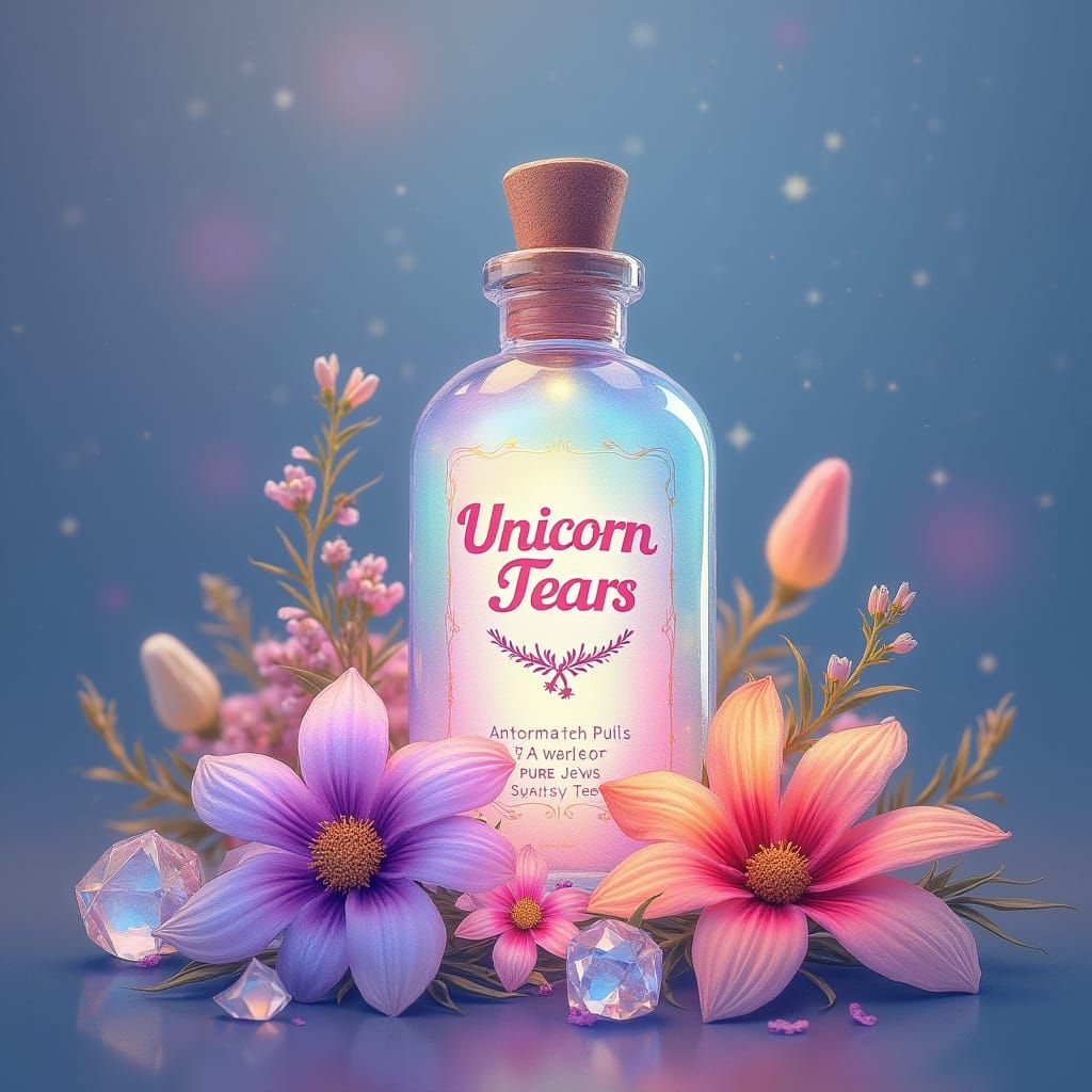 Whimsical Beauty Product Label in Watercolor Style