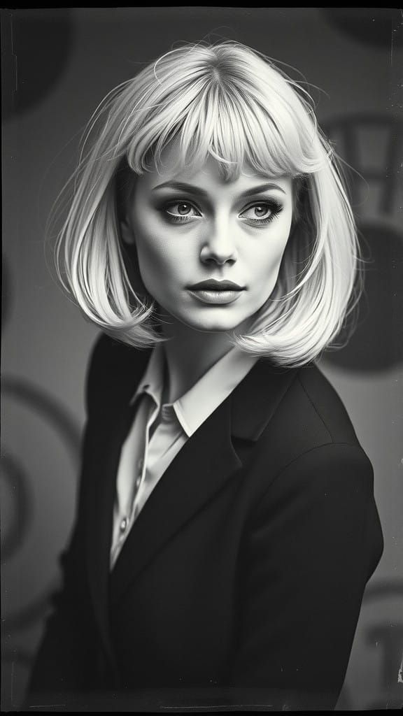 Mysterious Blonde Enchantress in Vintage Black and White