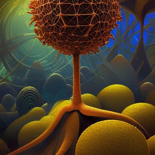 Surreal Cordyceps Landscape in Digital Art Style