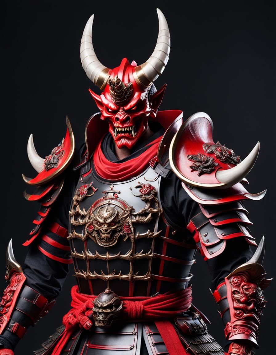 Red Oni Samurai Warrior with Vampire Head