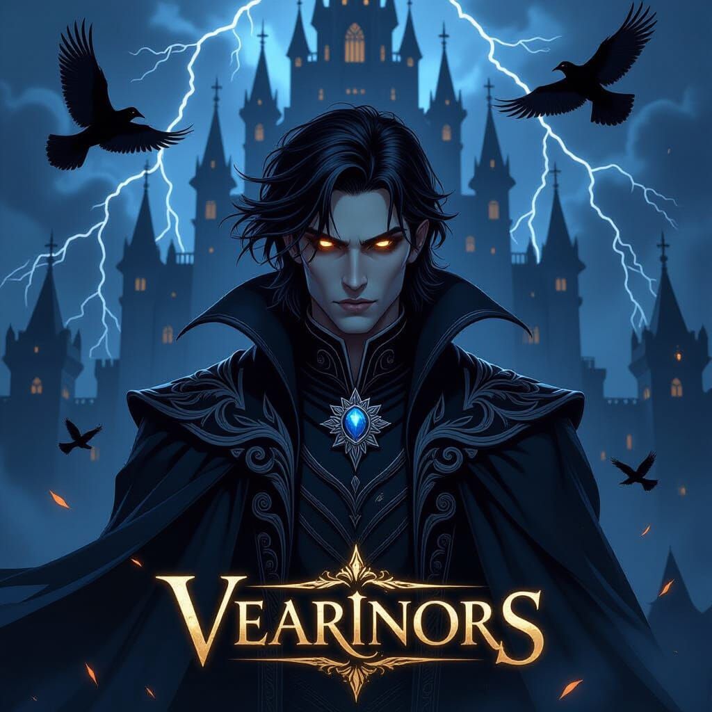 Gothic Villain Prince with Raven Brooch