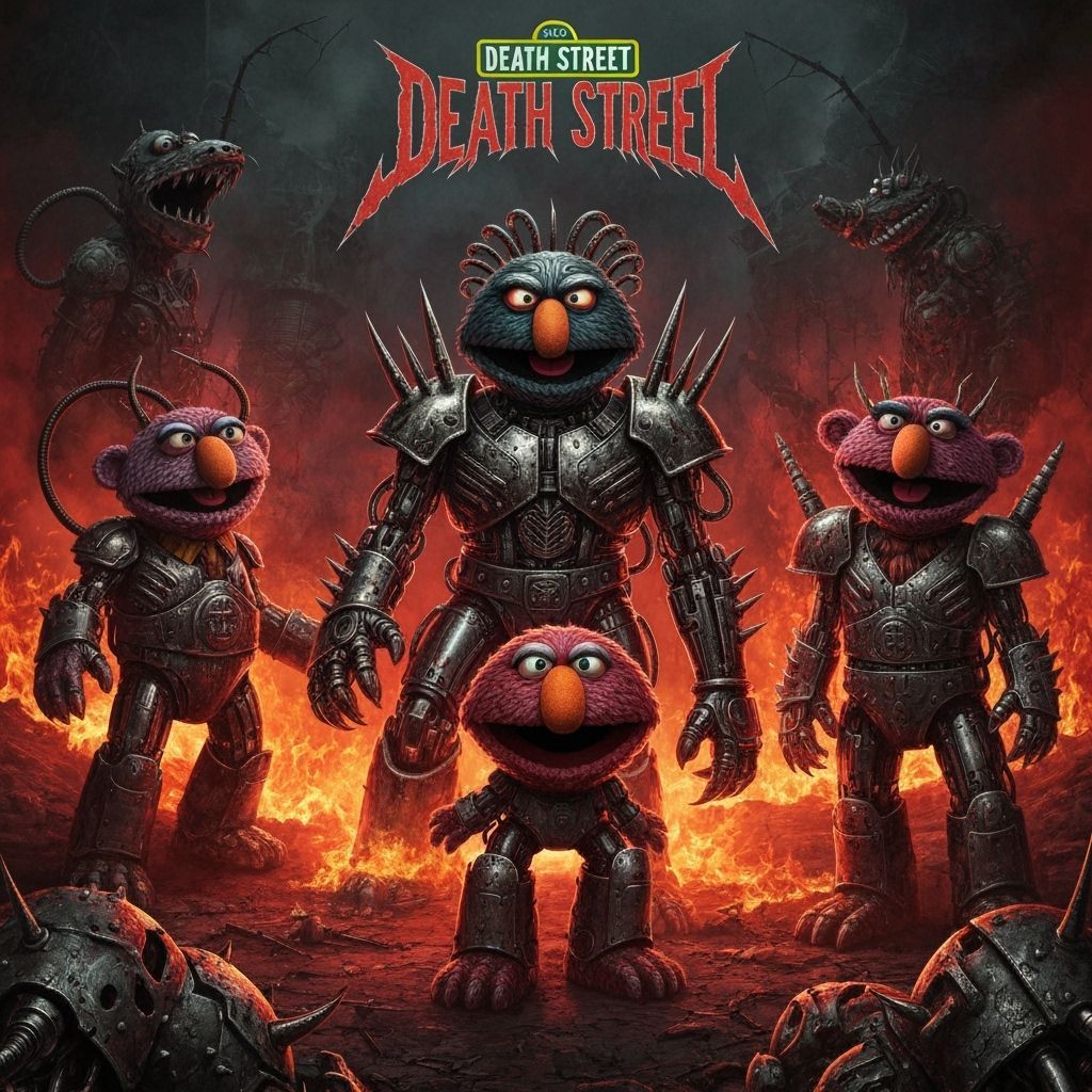Death Metal Cyborg Sesame Street Characters in Fiery Apocaly...