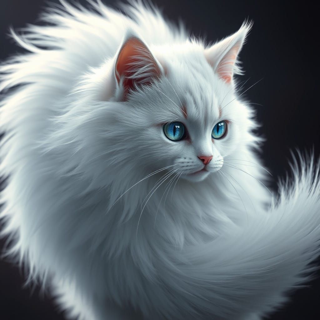 Majestic White Feline in Fantasy Concept Art Style