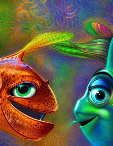 Hyperdetailed Crush from Finding Nemo in Oceanpunk Style