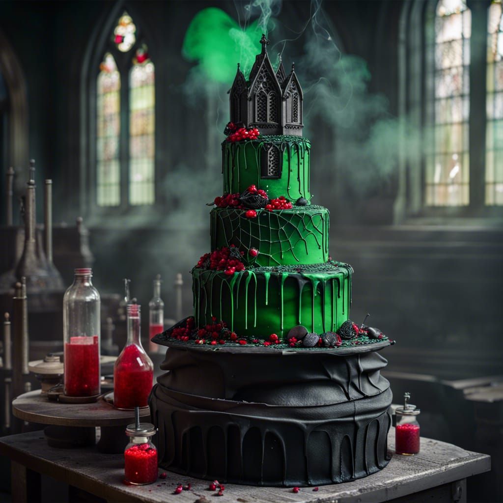 Extravagant Gothic Wedding Cake with Spiderwebs
