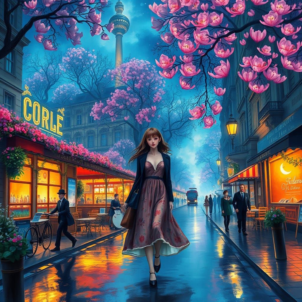 Magical Bioluminescent World: Hand-Painted Anime Style