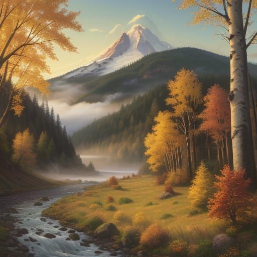 Ethereal Autumn Landscape of Columbia River Gorge