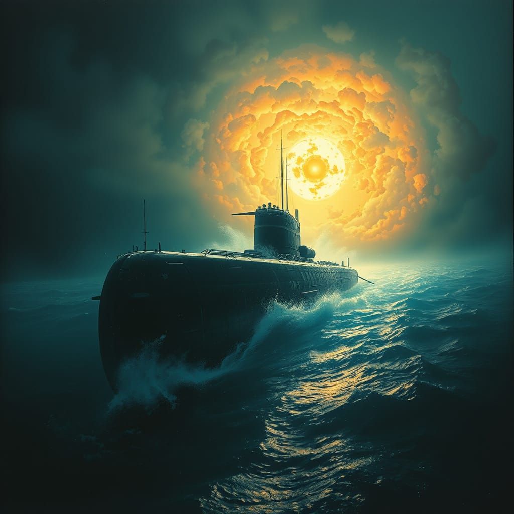 A nuclear-powered Russian submarine exploding in the deep de...