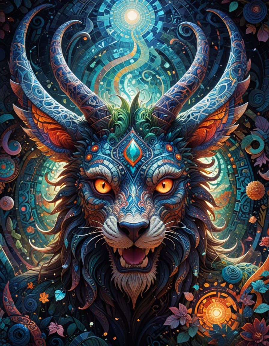 Vibrant Mosaic Masterpiece of a Legendary Creature